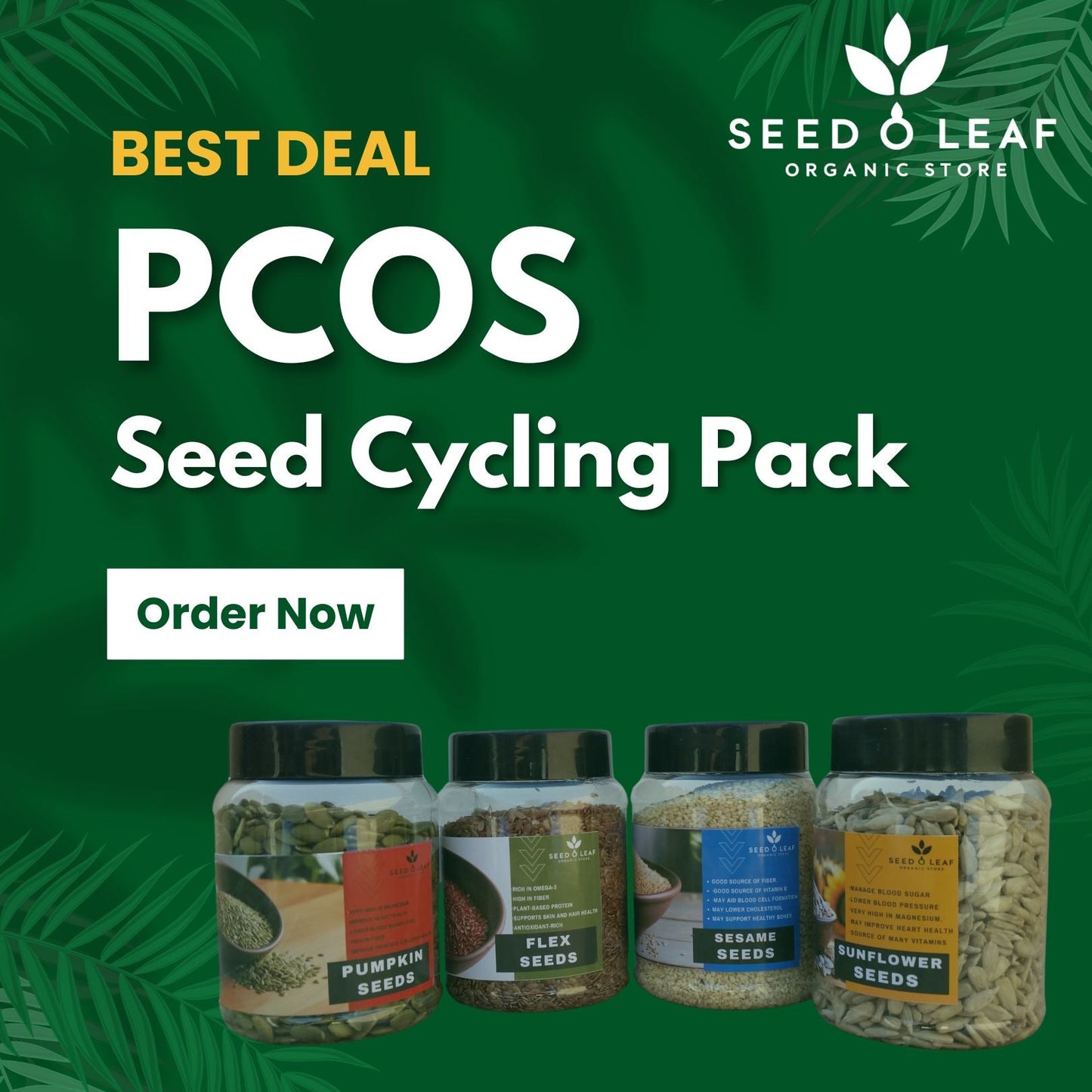PCOS Seed Cycling Pack – Natural Hormone Balance & Menstrual Cycle Support (200gm Each)