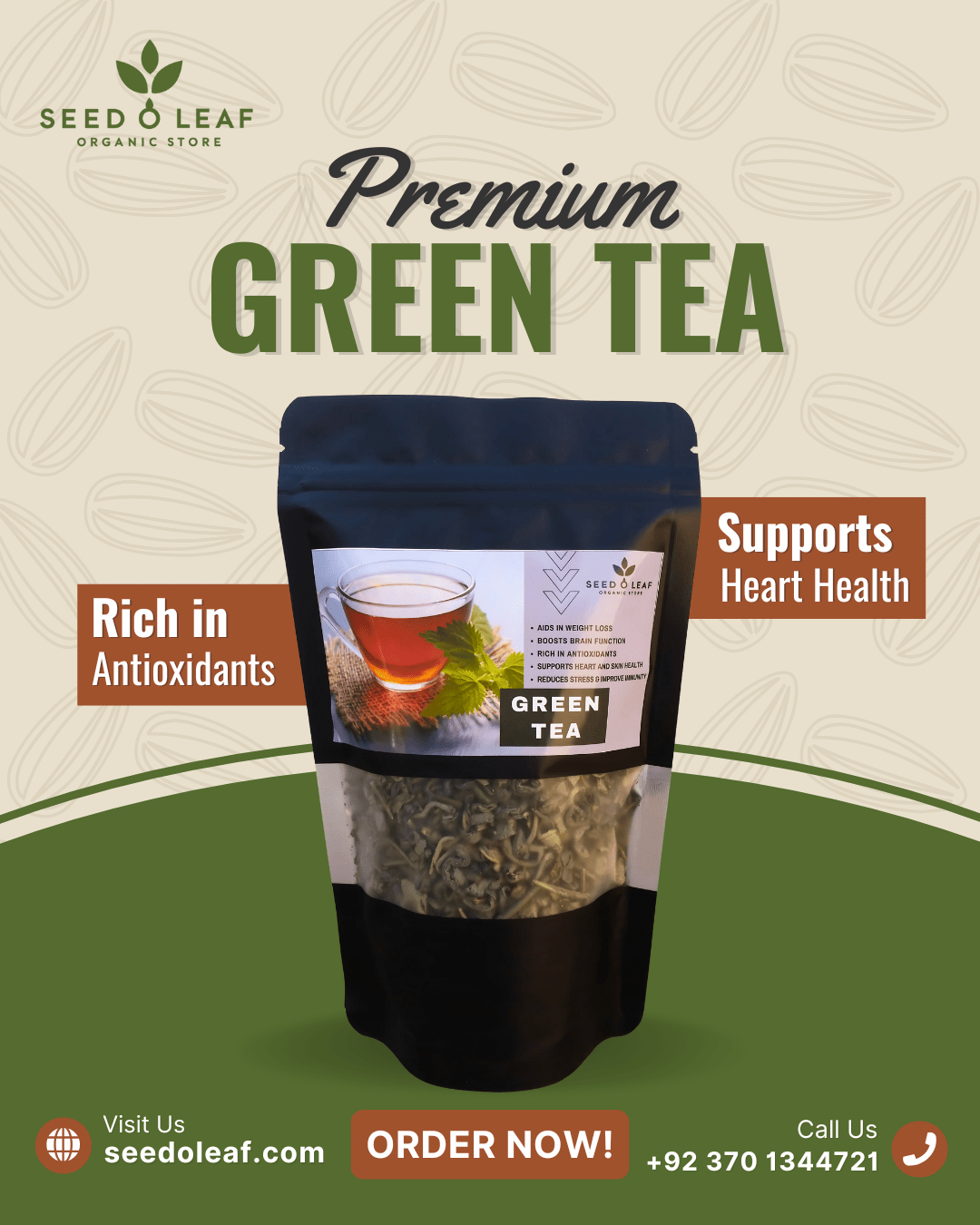 Premium Green Tea 100gm - SeedOLeaf